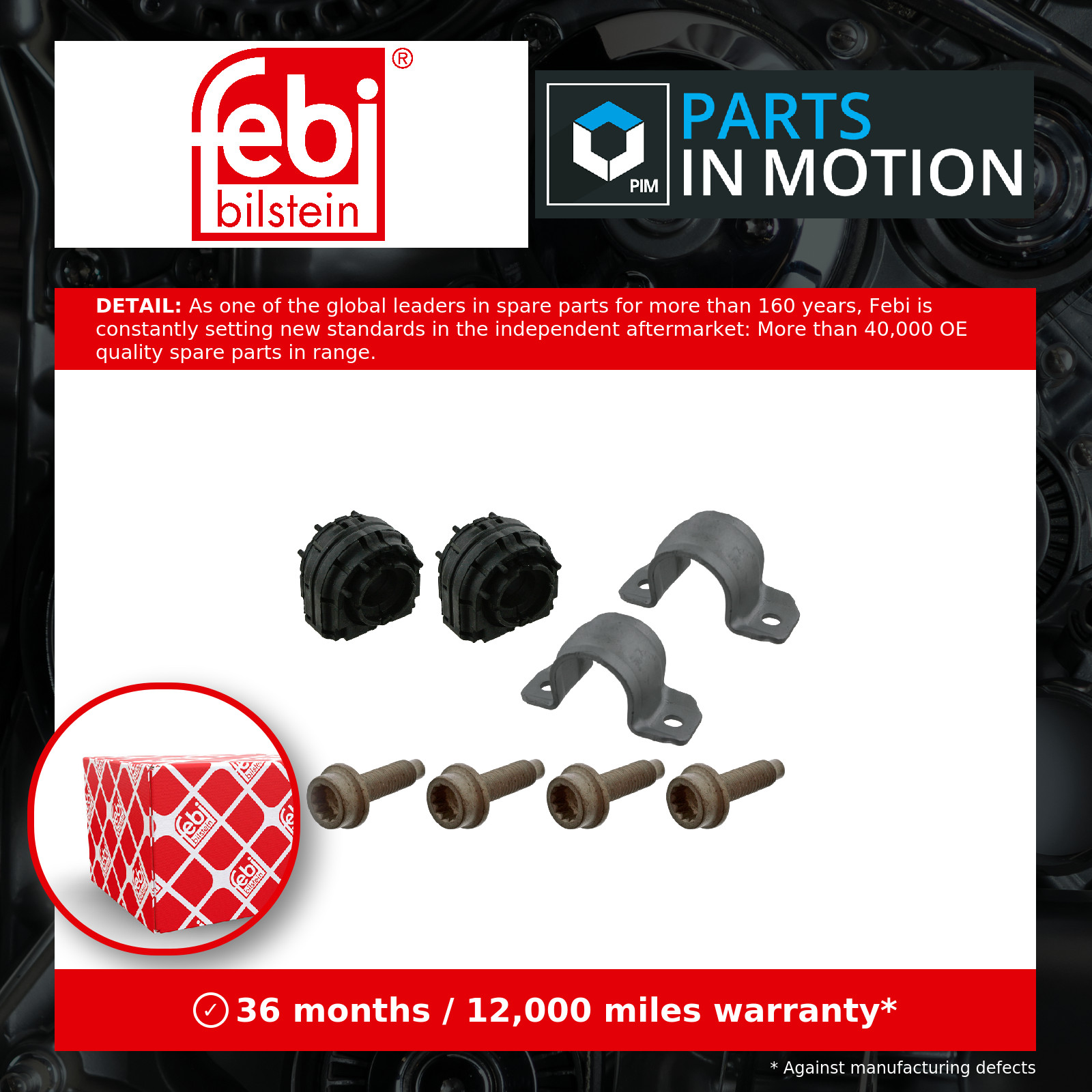 Febi 39649 Rear Repair Kit Stabiliser Bush Fits Audi Seat Skoda VW A8 - Image 5