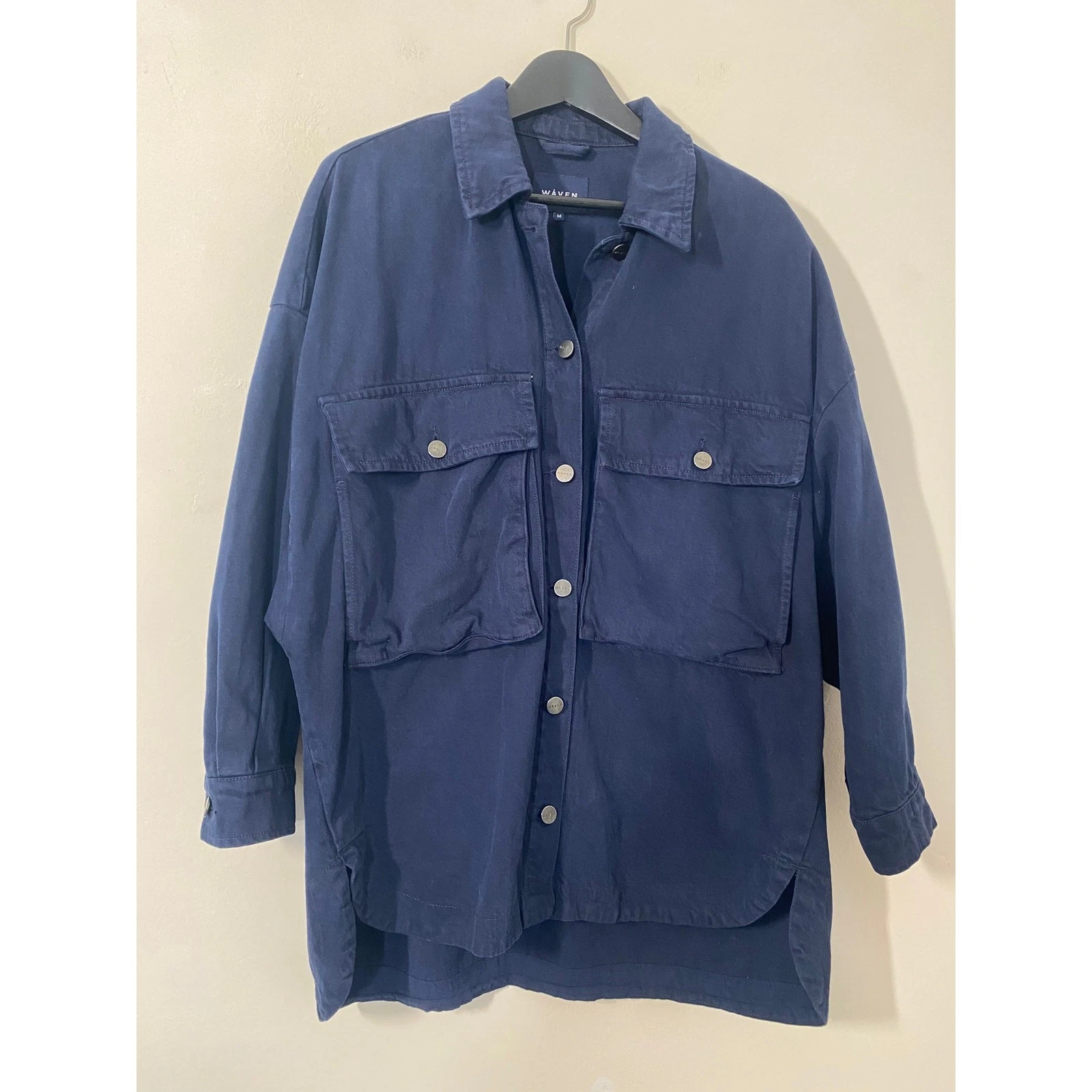Waven Utility Jacket Size M Blue Denim Mulit-Pocket Oversized Shacket