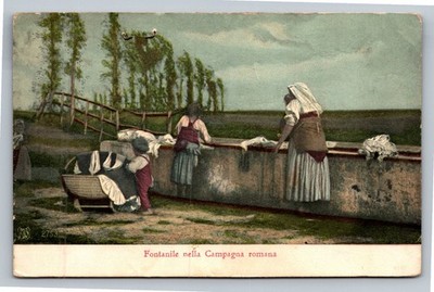 1910 Campagna Romana Italy Fontanile Washday Scene Postcard Posted