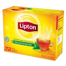 Lipton Black Decaffeinated Hot Tea, 72 count tea bags per box, 6 boxes per...