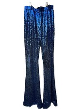 Beautiful Women  s Sequin Pants Boot Cut Size S Blue Glitter Classic