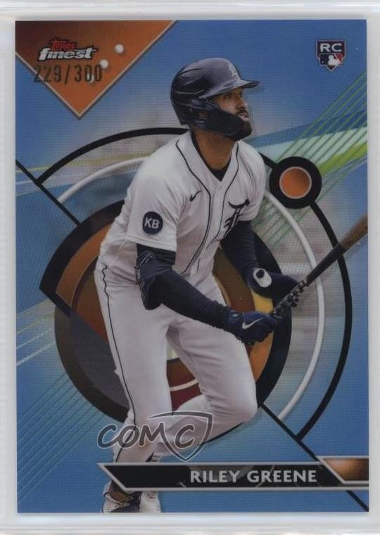 2023 Topps Finest Sky Blue Refractor 229/300 Riley Greene #10 9h3