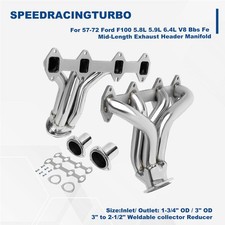 Exhaust Header Manifold Syetem For 57-72 Ford F100 5.8L 5.9L 6.4L V8 Bbs Fe