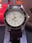 Vintage Timex Indiglo Diver Watch Submariner Style Cream Dial WR 50M