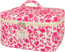 Rose Red Large Quilted Floral Makeup Bag Cute Soft Coquette Aesthetic Cosmetic B