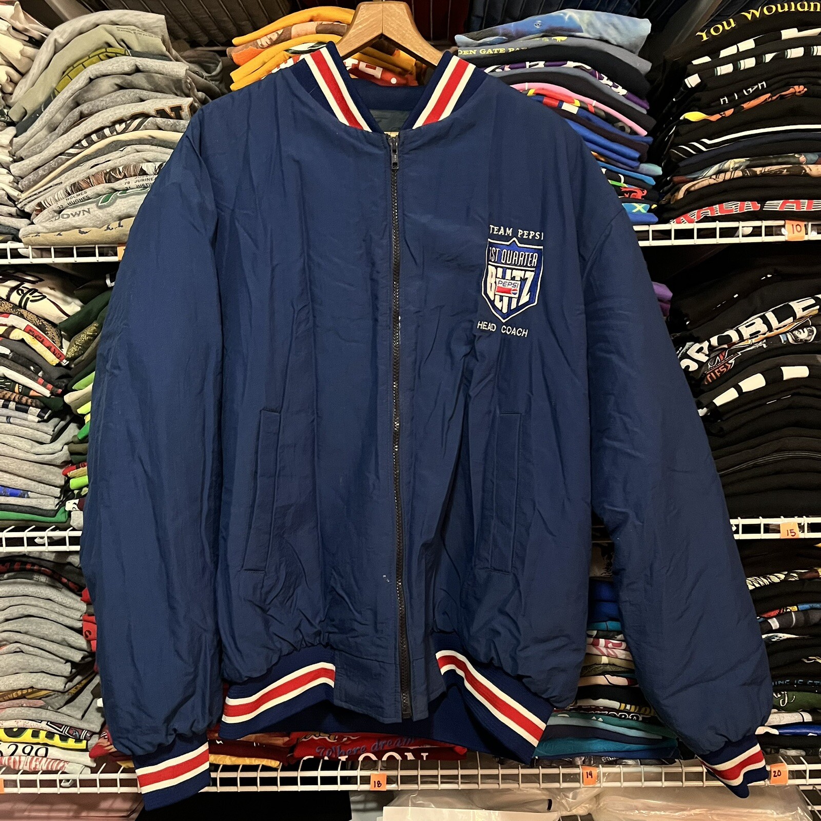 Vintage Team Pepsi football Coach Jacket navy Xl Gem