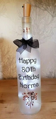BEAUTIFUL BOTTLES SHOP Light Up Bottle Birthday Personalised 18th 21st 30th 40th 50th 60th Mum Friend