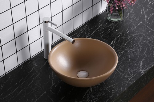 AUFSATZWASCHBECKEN WASCHTISCH WASCHBECKEN WASCHSCHALE HANDWASCHBECKEN RUND WEIß - Bild 48 von 70