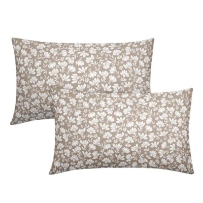 Beige Daisy Floral Lumbar Pillow Covers 12X20 Inch 12x20 Inches Tan Khaki