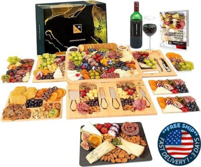 Set de Tablas para Embutidos Grandes con 21 Accesorios: Diseño Giratorio Queso.