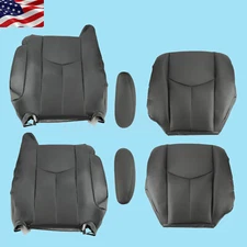Fits 2003-2006 Chevy Tahoe Suburban Driver & Passenger Leather Seat Cover Black