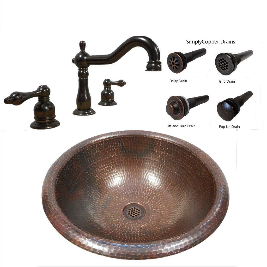 14 Round Copper Vessel Bath Sink Sedona Highlighting with Lift 14 Round Copper Vessel Bath Sink Sedona Highlighting with Lift