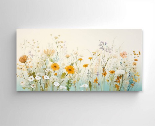 Beautiful Yellow White Spring Wildflowers Field Meadow, Colourful Canvas Print - Picture 7 of 10