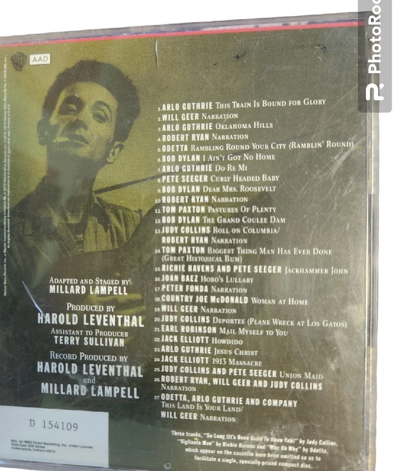 A Tribute to Woody Guthrie (CD) Bob Dylan/Joan Baez/Pete Seeger/Tom Paxton - Image 2 of 2