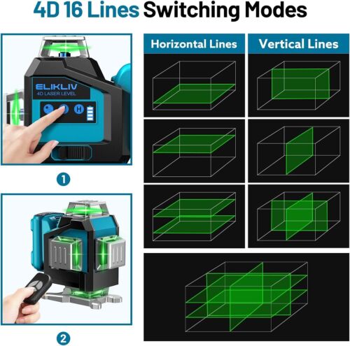 4x360 Green Laser Level 4D 60M Cross Line Self-Leveling Automatic Measure Tool - Picture 9 of 10