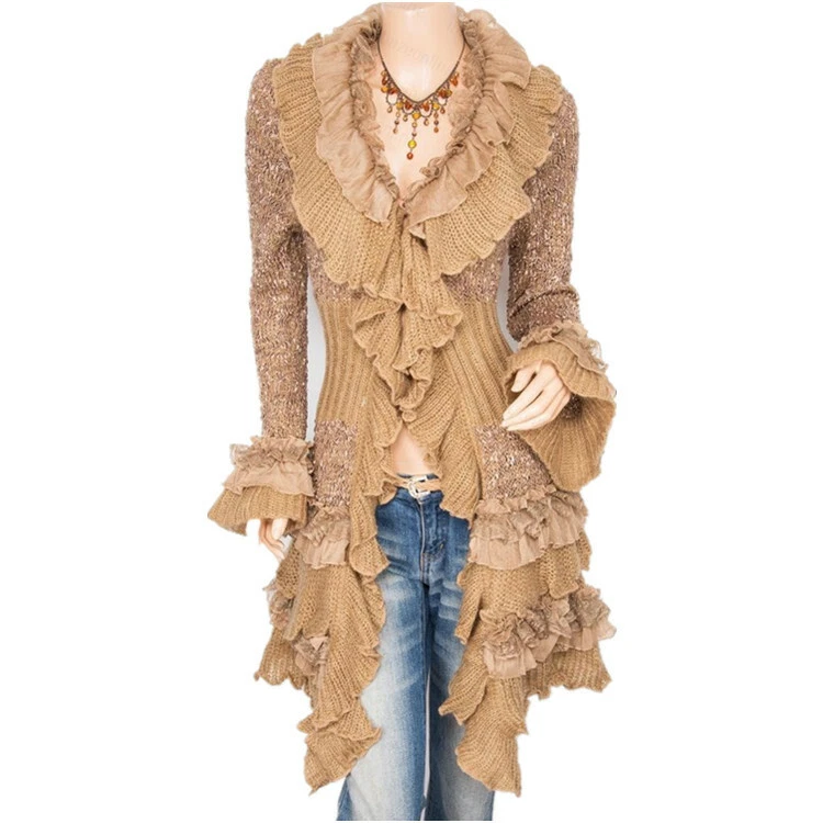 Ruffle clearance long cardigan