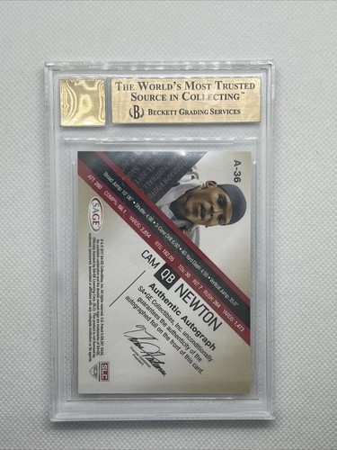 2011 Sage Autographs Gold Cam Newton #36 Auto 149/200 BGS 9.5 - Picture 3 of 3