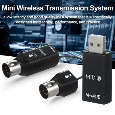 M-VAVE MS1 Mini Wireless Transmission System MIDI Wireless Adapter Black D4O8