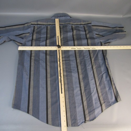 Vintage Untied Single Needle Tailoring Striped Shirt Men's Size XL Blue 90s - Picture 6 of 8