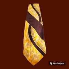 Vintage SWEET CRAVATS 1940s Rare Goldenrod Wide Abstract Swing Tie