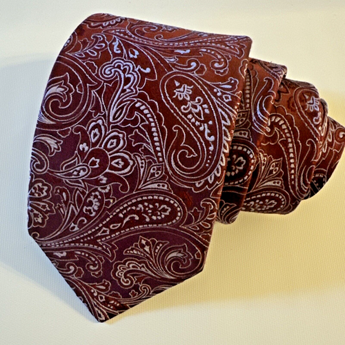 John W Nordstrom Tie - Burgundy Paisely Silk USA
