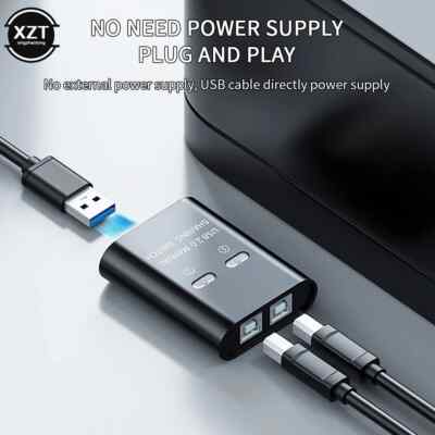 USB Printer Sharing Device 2 in 1 Out Printer Sharing Device 2-Port Manual Hub