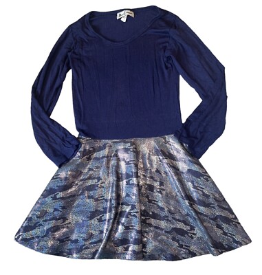 Dori Creations Girls Long Sleeve Navy Camouflage Glitter Skater Dress 8 |  eBay