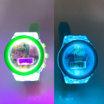 Shark Baby Kids LED Flash Light Watch Digital Boys Cartoon