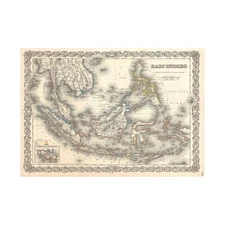1855 Colton Map The East Indies Singapore Thailand Borneo Framed Wall Art Print