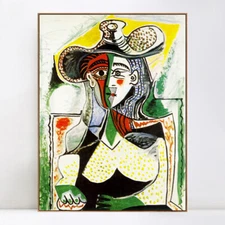 Framed Canvas Giclee Print 1962 Femme au grand chapeau by Pablo Picasso 24"x32"