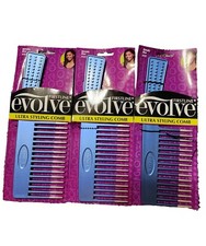Evolve Wide Tooth Comb Lot - Detangles, Styles, Wet/Dry, All Hair Types, 3-Pack