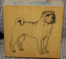Stamp Gallery Shar-Pei Dog Stamp Wood Mount NEW Fast Shipping