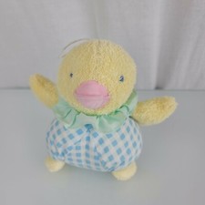 Eden Stuffed Plush Washcloth Terrycloth Duck Blue Gingham Plaid Check No Chime