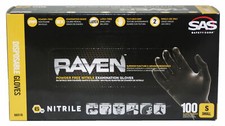 SAS Safety 66516 Raven Powder-Free Nitrile Disposable SMALL Gloves CASE