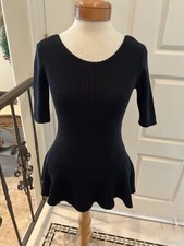 Guess Black KNIT Peplum Blouse Top tunic Size M