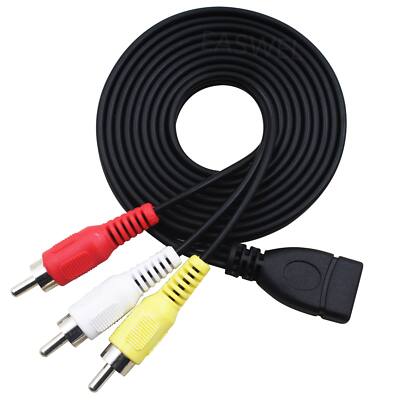 1.5M Usb A Female To 3 Rca Phono Av Cable Lead Pc Tv Aux Audio Video Adapte R7V5