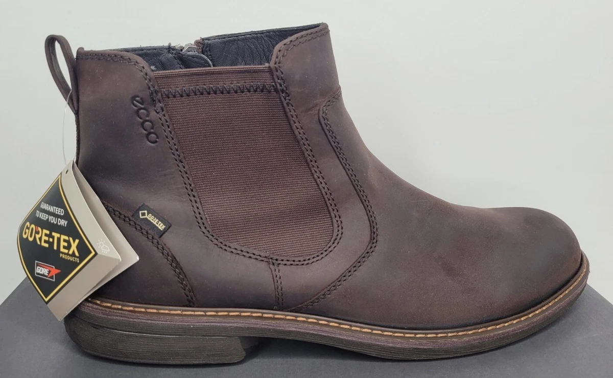 ECCO Mens Gore Tex Chelsea Mocha Nubuck Chukka Elastic Side Zip