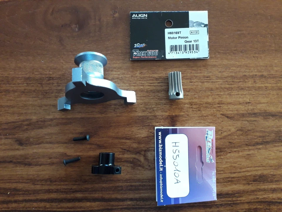 Align Trex 600 E Motor Pinion, Central axis support & Swash plate register - Immagine 2 di 3