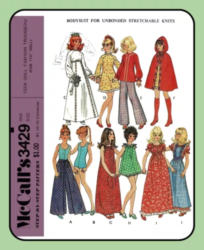 11½" TEEN Doll Clothes BRIDAL Trousseau McCall's 3429 Vtg 1972 Sewing Pattern