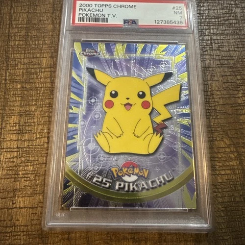 2000 TOPPS CHROME POKEMON T.V. #25 PIKACHU PSA 7
