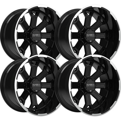 (Set-4) Massiv Off-Road OR2 20x10 5X127/5X139.7 -18mm Black Wheels Rims 20 Inch