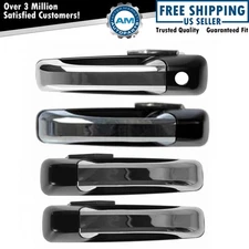 Front & Rear Exterior Door Handle Set with Driver Chrome & Black for Ram