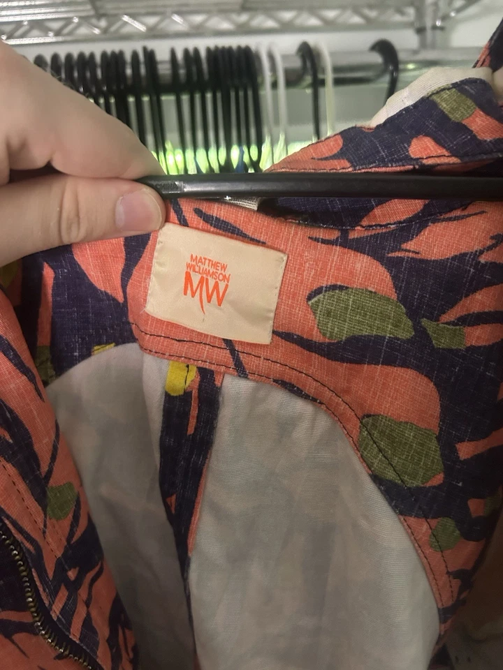 Chaqueta Parka Matthew Williamson MW Tropical Utility Coral/Azul Marino Reino Unido 8 UE 36 EE. UU. 4 Foto 4 de 4