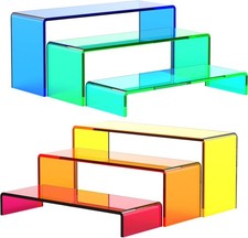 6 PCs Mixed Color Acrylic Display Risers 5mm Thick 3 Tier Stand Premium 5mm