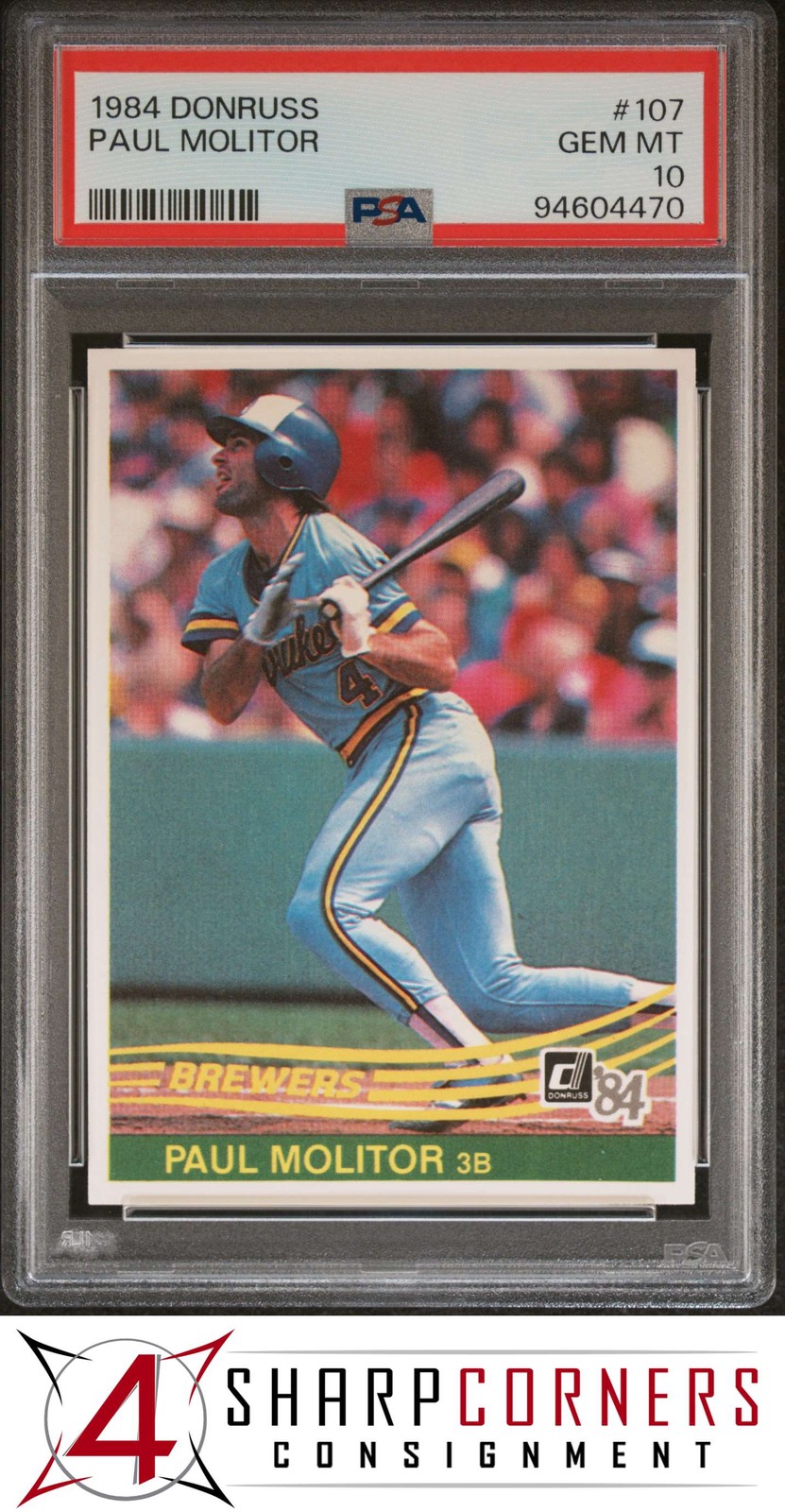 1984 DONRUSS #107 PAUL MOLITOR BREWERS HOF PSA 10