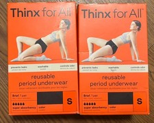 2 pair Thinx for All Period Underwear- Black - Super Absorption- size SMALL
