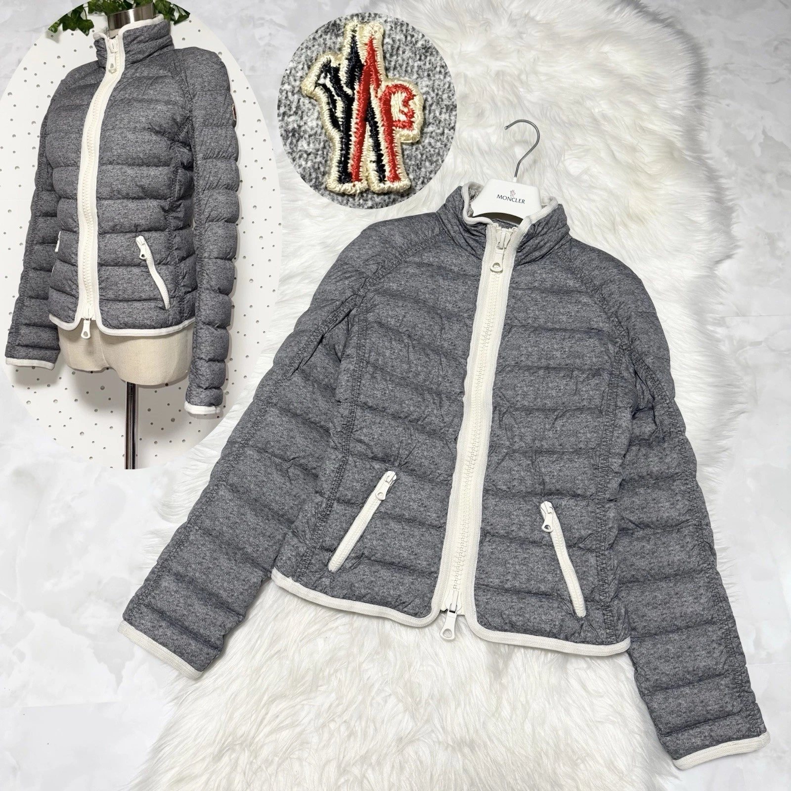 Piumino nylon Moncler Grenoble design piping originale buone condizioni 2 grigio