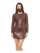 B DARLIN Womens Body Con Dress Maroon Long Sleeve With Mask Juniors XXS