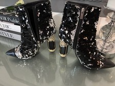 Women  s Sequin Ankle Boots Sz 8
