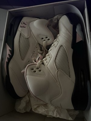 Jordan Air Jordan 5 Retro White Pink Black High Top Sneakers '23' Logo